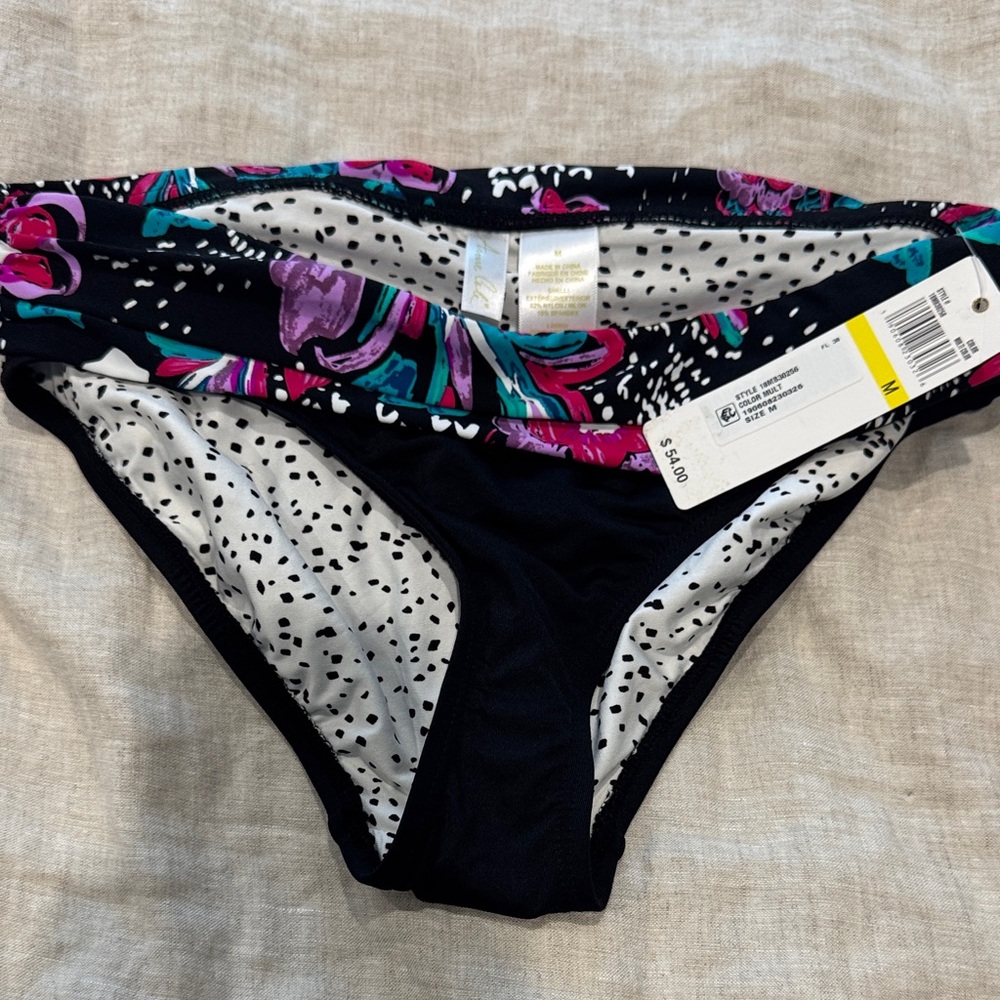Anne Cole Floral and Polka Dot Bikini Bottom- M